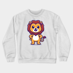 Cute Lion Standing Cartoon Crewneck Sweatshirt